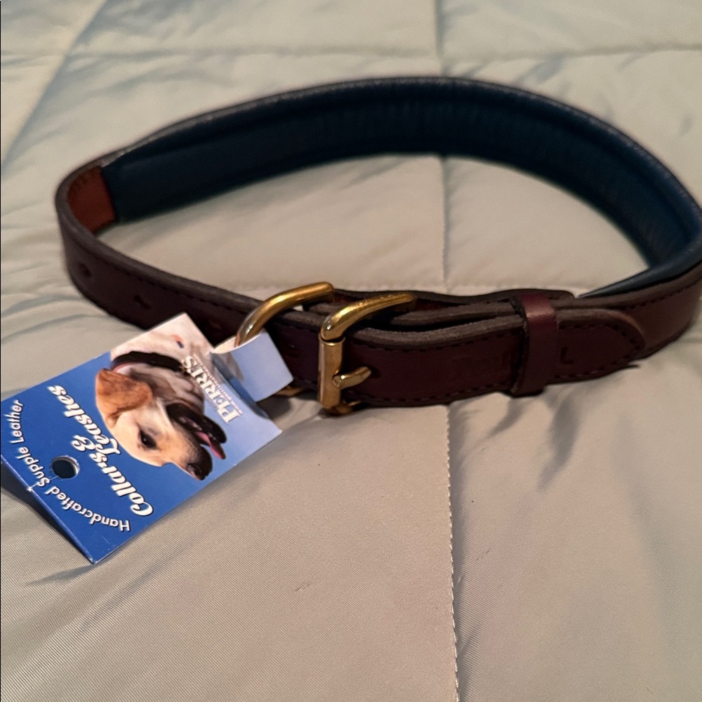 Premium Leather Dog Collar with Gold Buckle
